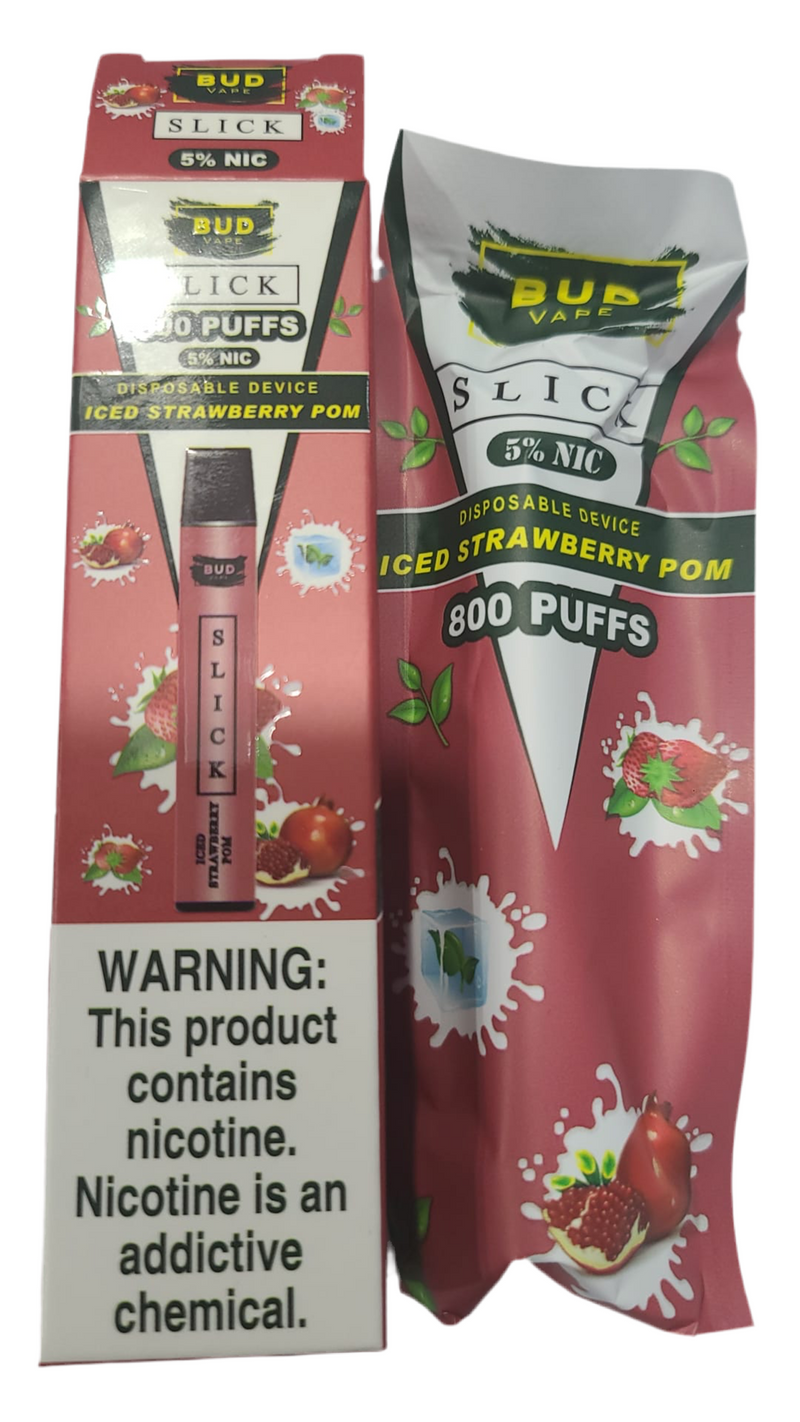 Bud Vape Slick  - 800 puffs - Iced Strawberry Pomegranate [CLEARANCE]