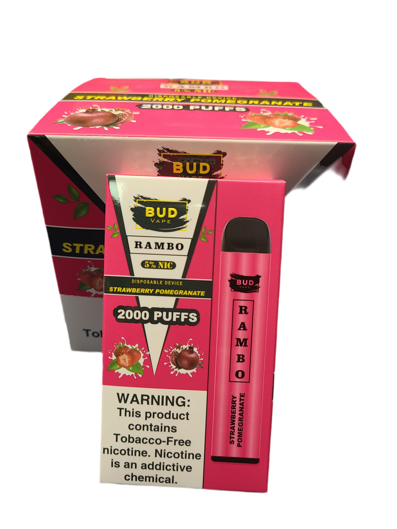 Bud Vape RAMBO Strawberry Pomegranate 2000 puffs [CLEARANCE]