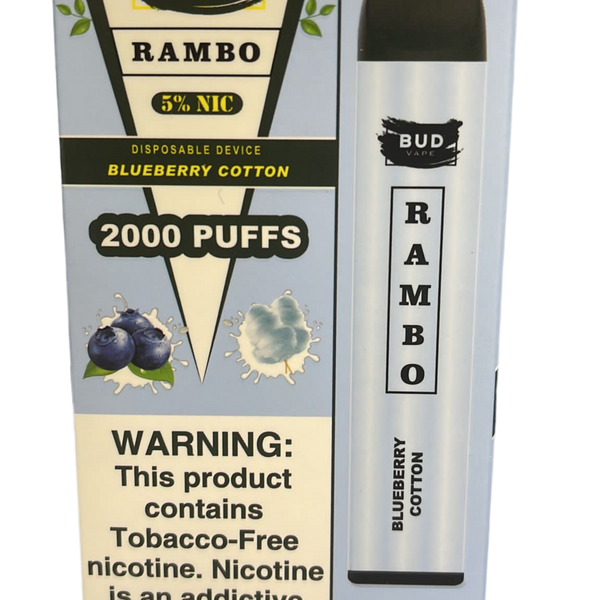 Bud Vape RAMBO Blueberry Cotton 2000 puffs [CLEARANCE]