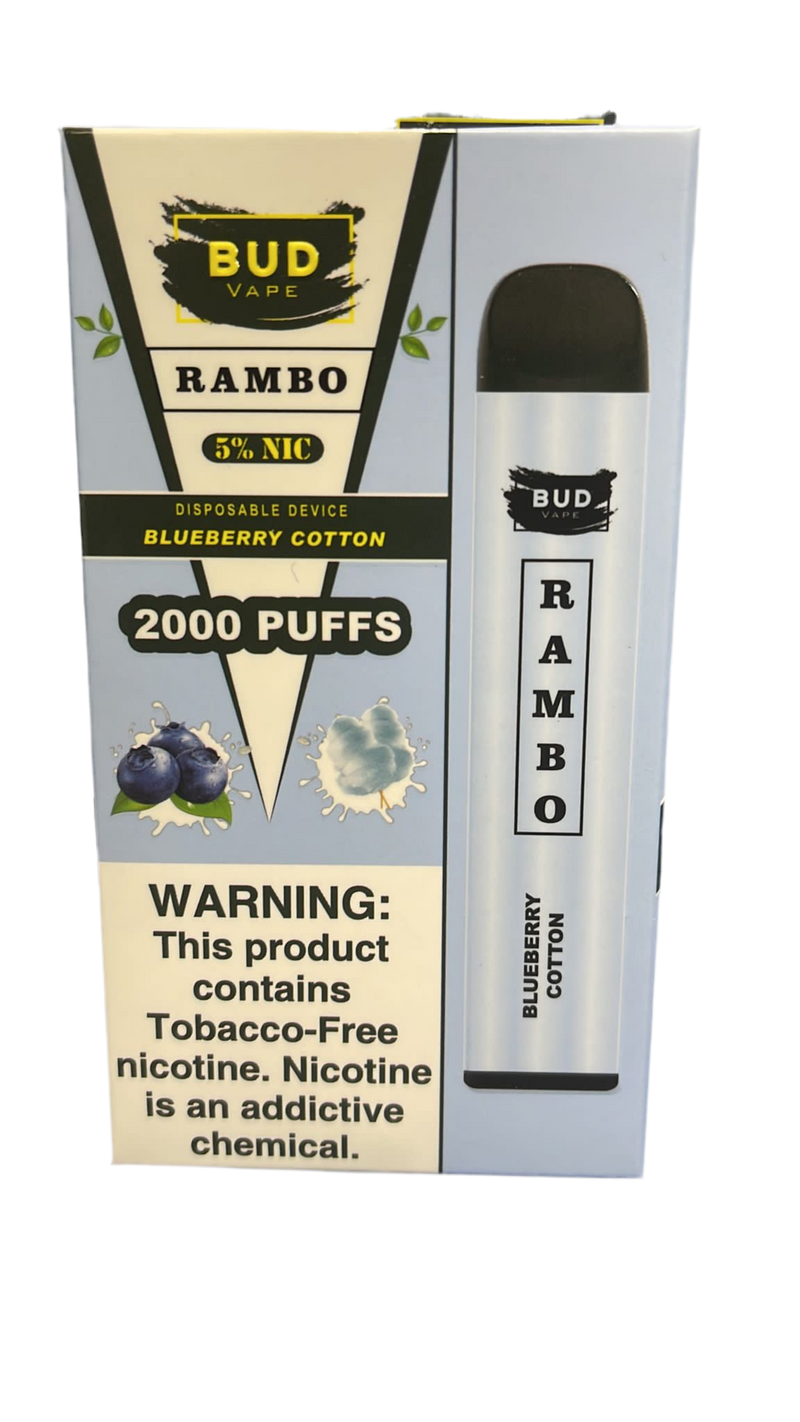 Bud Vape RAMBO Blueberry Cotton 2000 puffs [CLEARANCE]