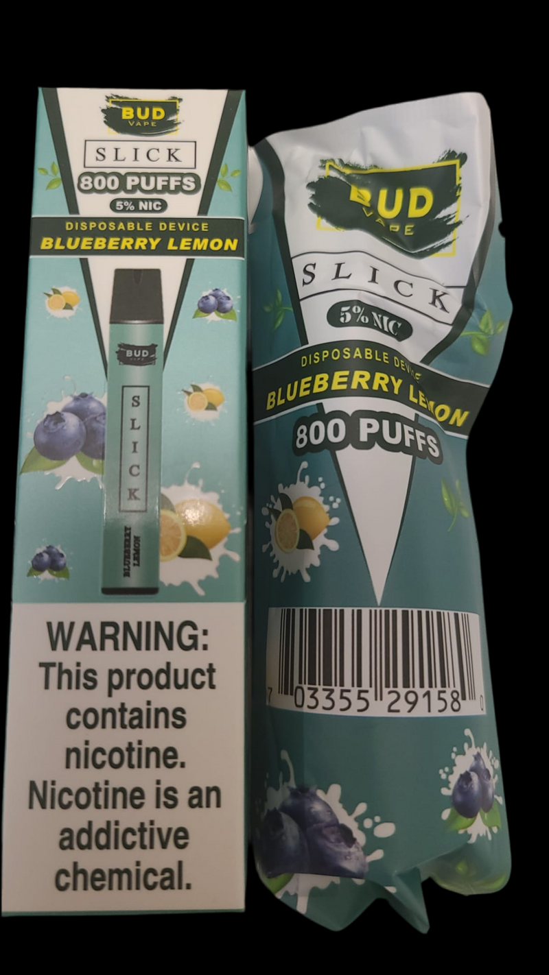 Bud Vape Slick  - 800 puffs - Blueberry Lemon [CLEARANCE]