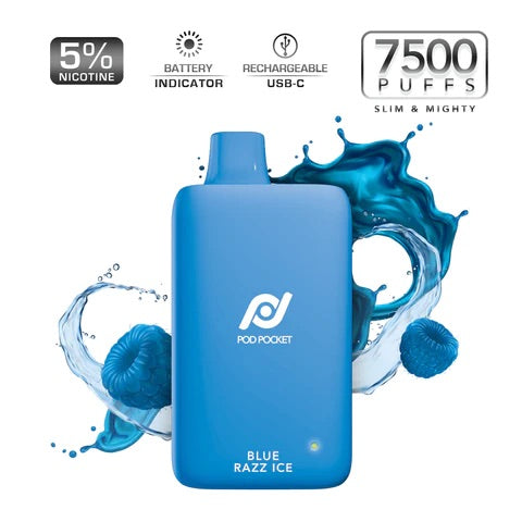 Pod Pocket Disposables [7500 Puffs] - Blue Razz Ice
