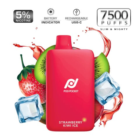 Pod Pocket Disposables [7500 Puffs] - Strawberry Kiwi Ice