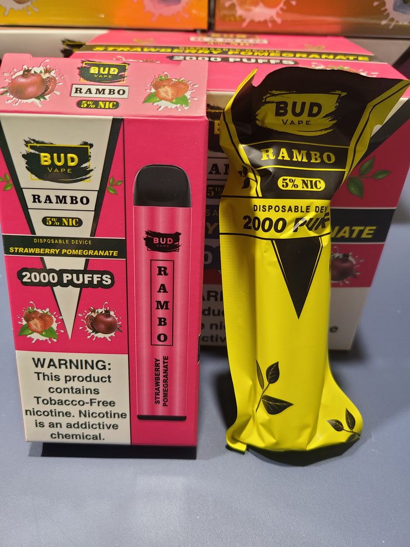 Bud Vape RAMBO Strawberry Pomegranate 2000 puffs - V4S