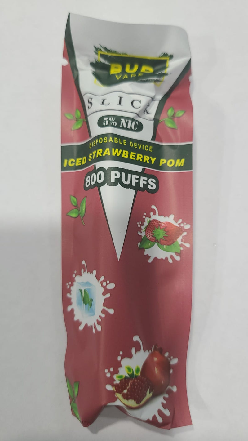 Bud Vape Slick - 800 puffs - Iced Strawberry Pomegranate - V4S