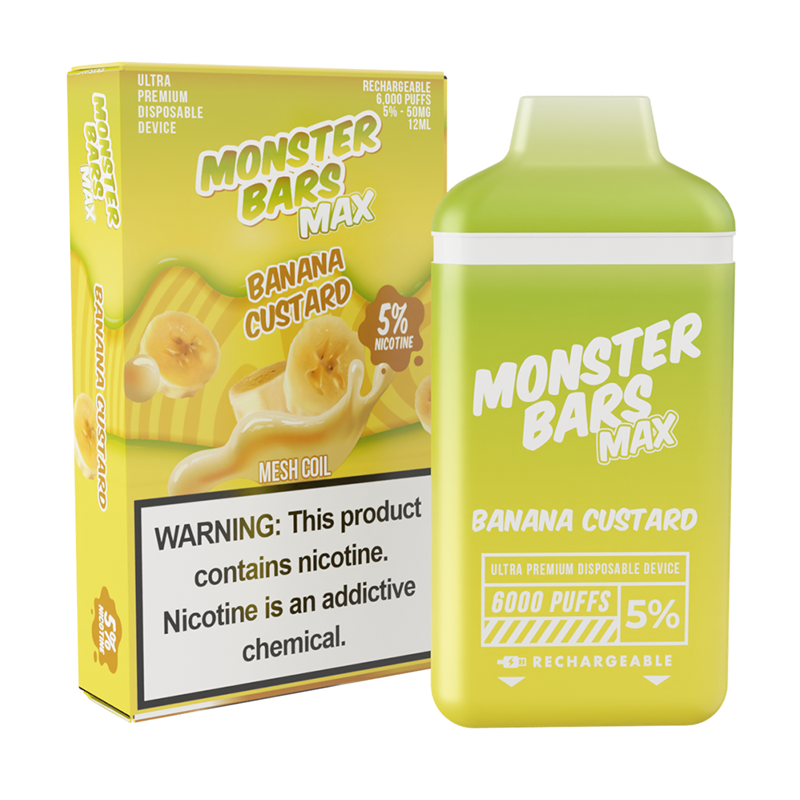 Monster Bars Max [6000 PUFFS] - Banana Custard - V4S