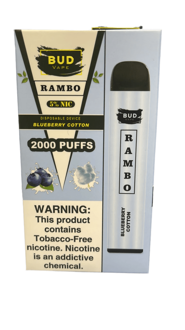 Bud Vape RAMBO Blueberry Cotton 2000 puffs [CLEARANCE]