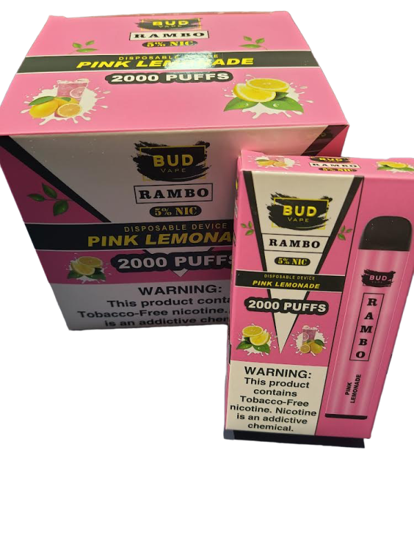 PhotoRoom-20221021-215736 Bud Vape RAMBO Pink Lemonade 2000 puffs - V4S