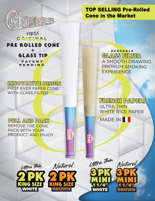Packs Glones pre-rolled cone + glass tip [2 pk]